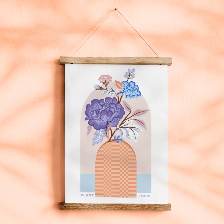 Plant Hope Flower Vase Giclee A3 Art Print | Flower Wall Art | Floral illustration | Botanical Art
