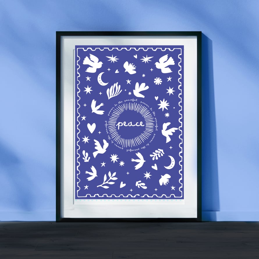 Power To The Peaceful Giclee A2 Art Print | Peace Wall Art |Peace Dove illustration | Cutout Art