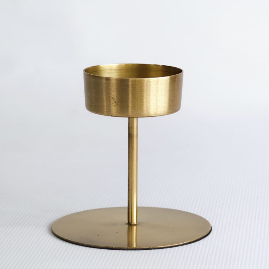 House Doctor Antique Brass Tealight/Pillar Candle Holder