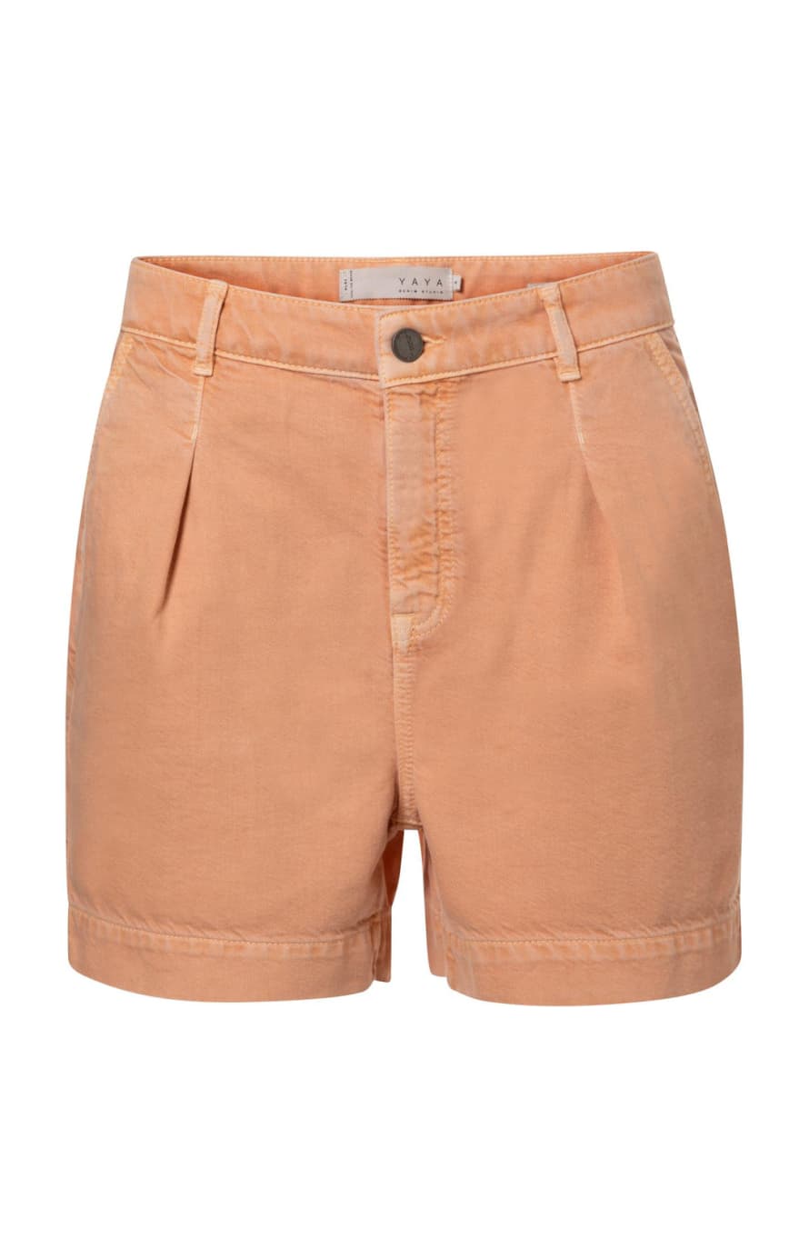 Yaya High Waist Loose Denim Shorts - Caramel Cream Orange