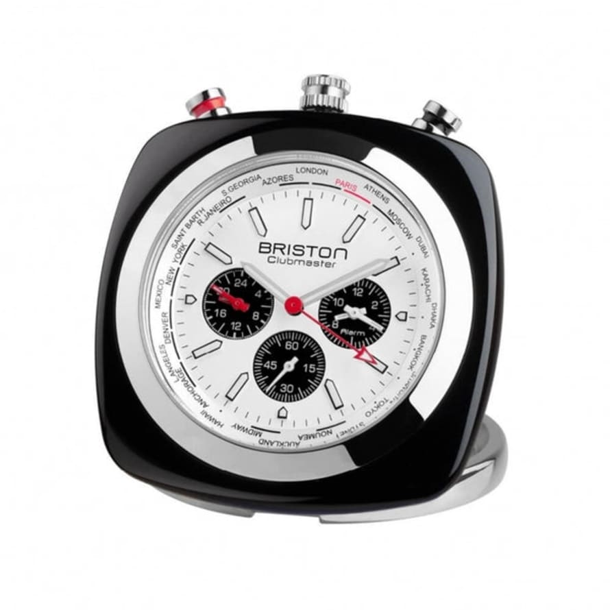 Briston Clubmaster Black Acetate White Dial Travel Clock