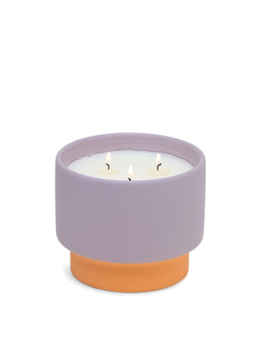 Paddywax Color Block 16oz Purple Ceramic Violet & Vanilla Candle