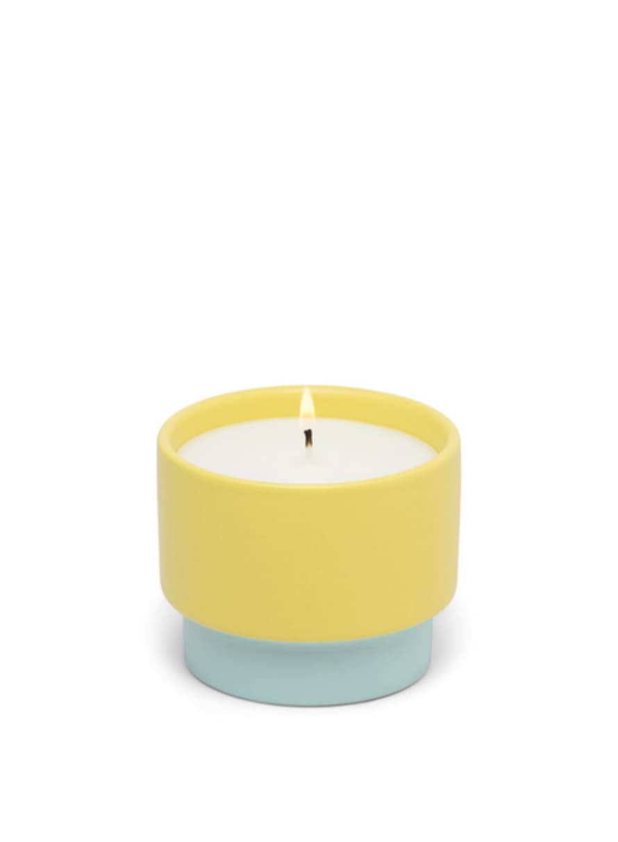 Paddywax Color Block 6oz Yellow Ceramic Minty Verde Candle