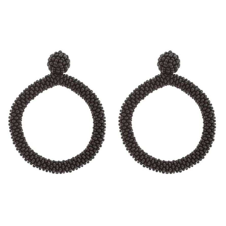 Aid Through Trade Roll On Hoops Statement Earrings Stainless Steel Black