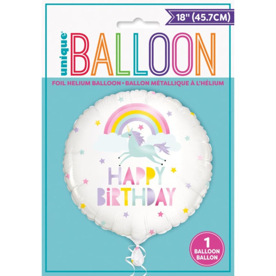 Unique Ballon Foil 45 Cm Happy Birthday Unicorn