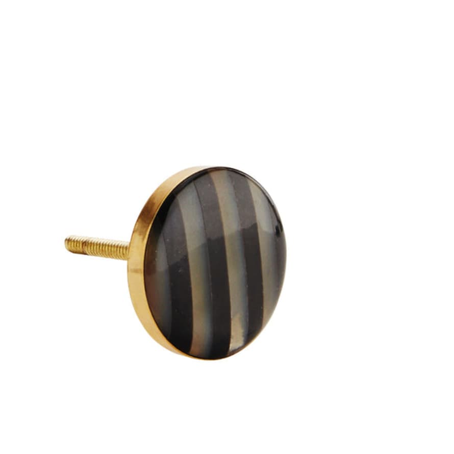 MADAME SOTLZ Black And Brown Striped Horn Doorknob