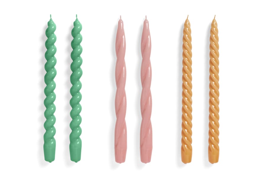 HAY Set of 6 Long Twisted Candles 