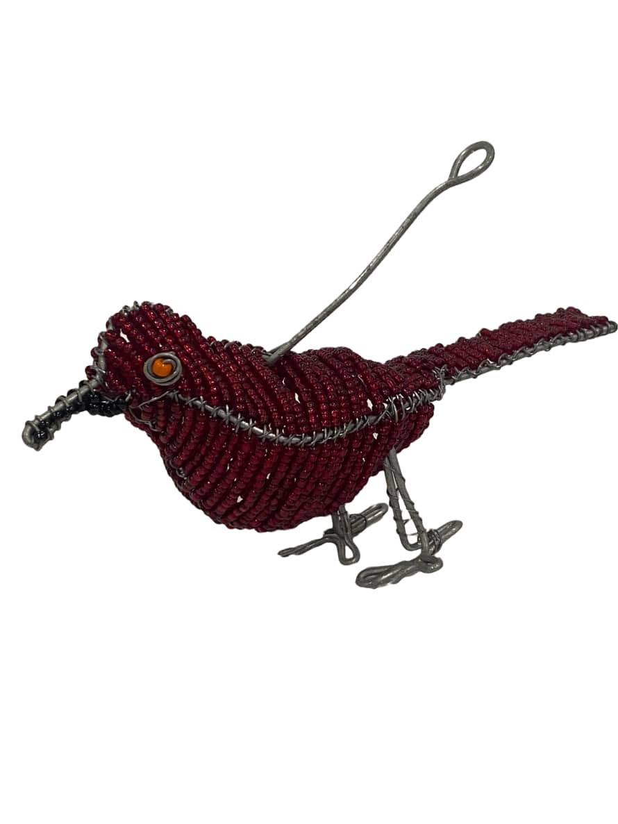 Botanical Boys Beaded Garden Birds - Red (17.5)