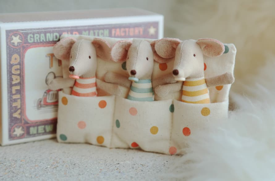Maileg Baby Mice Triplets In Matchbox