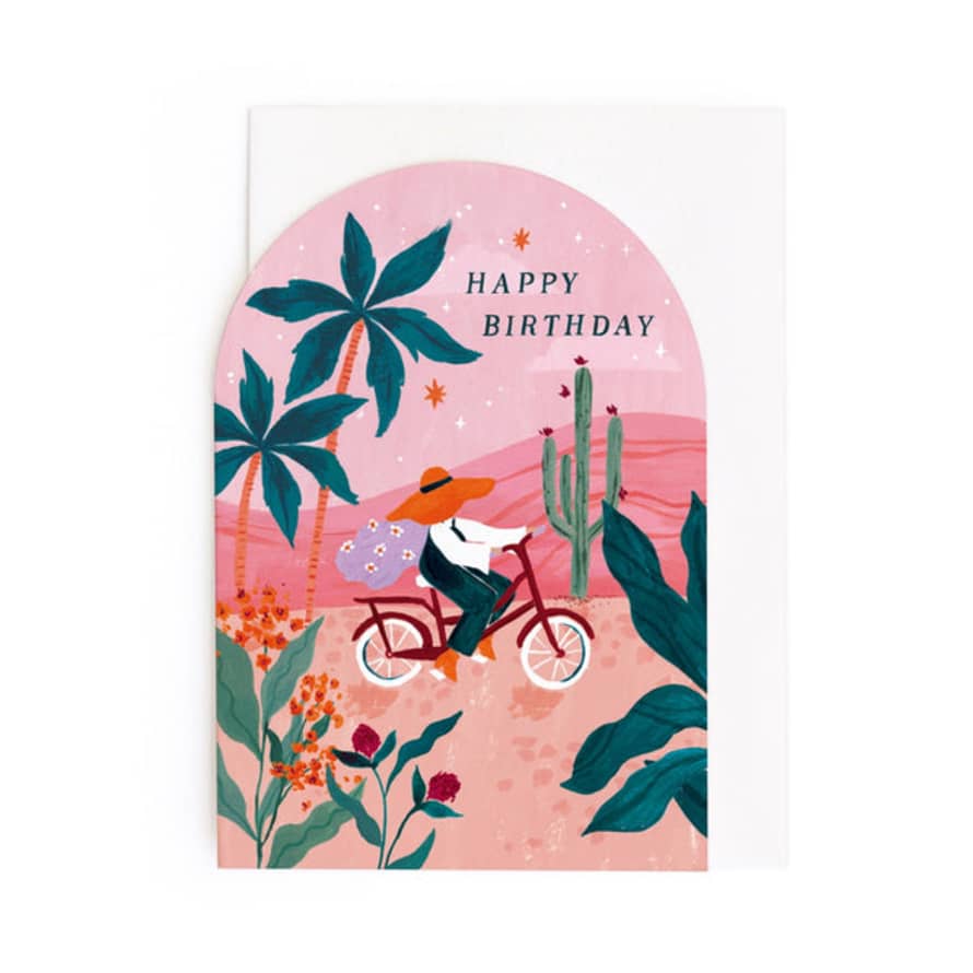 Sister Paper Co Sunset Bike Illustrated Birthday Card