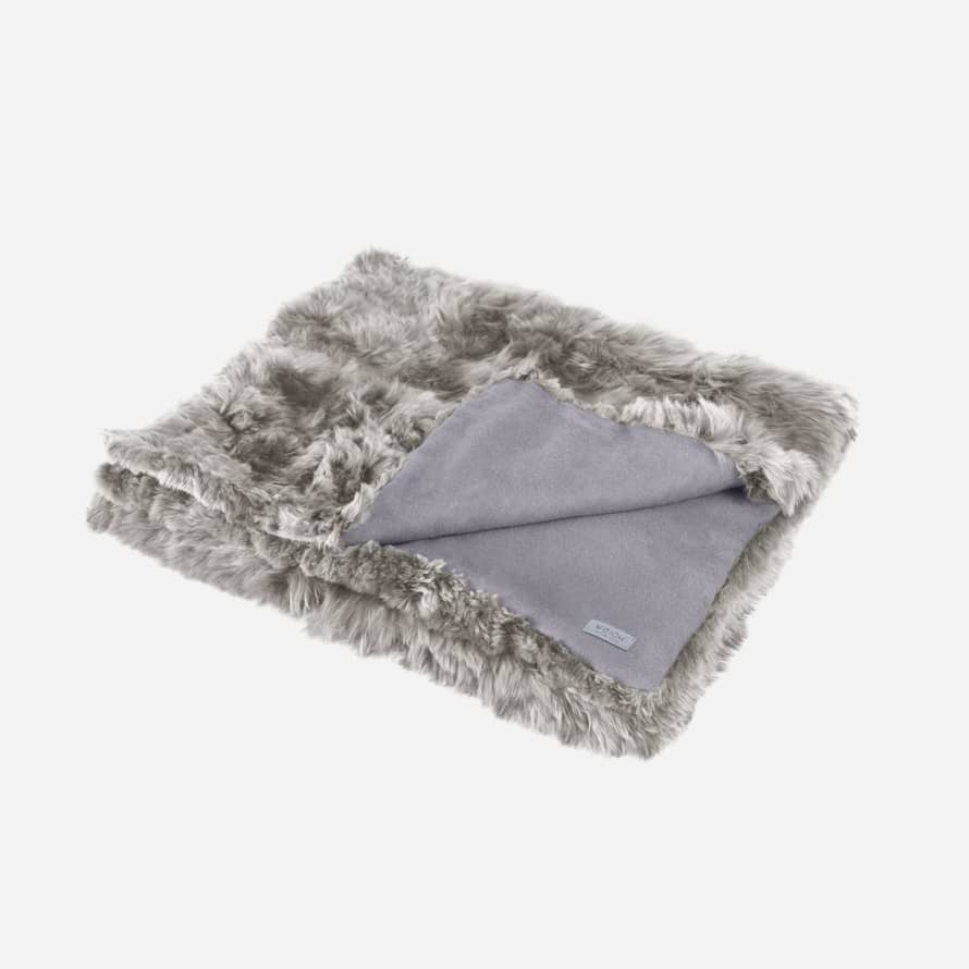 Weich Couture Alpaca Suri Alpaca Fur Blanket CARMEN Stripe 200 x 65 cm - Grey