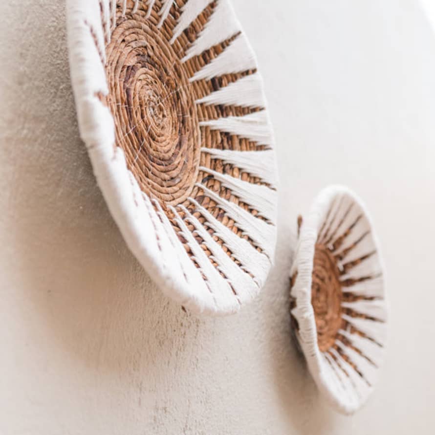 SOEJI Banana Fibre Embroidered Wall Decor Basket Small