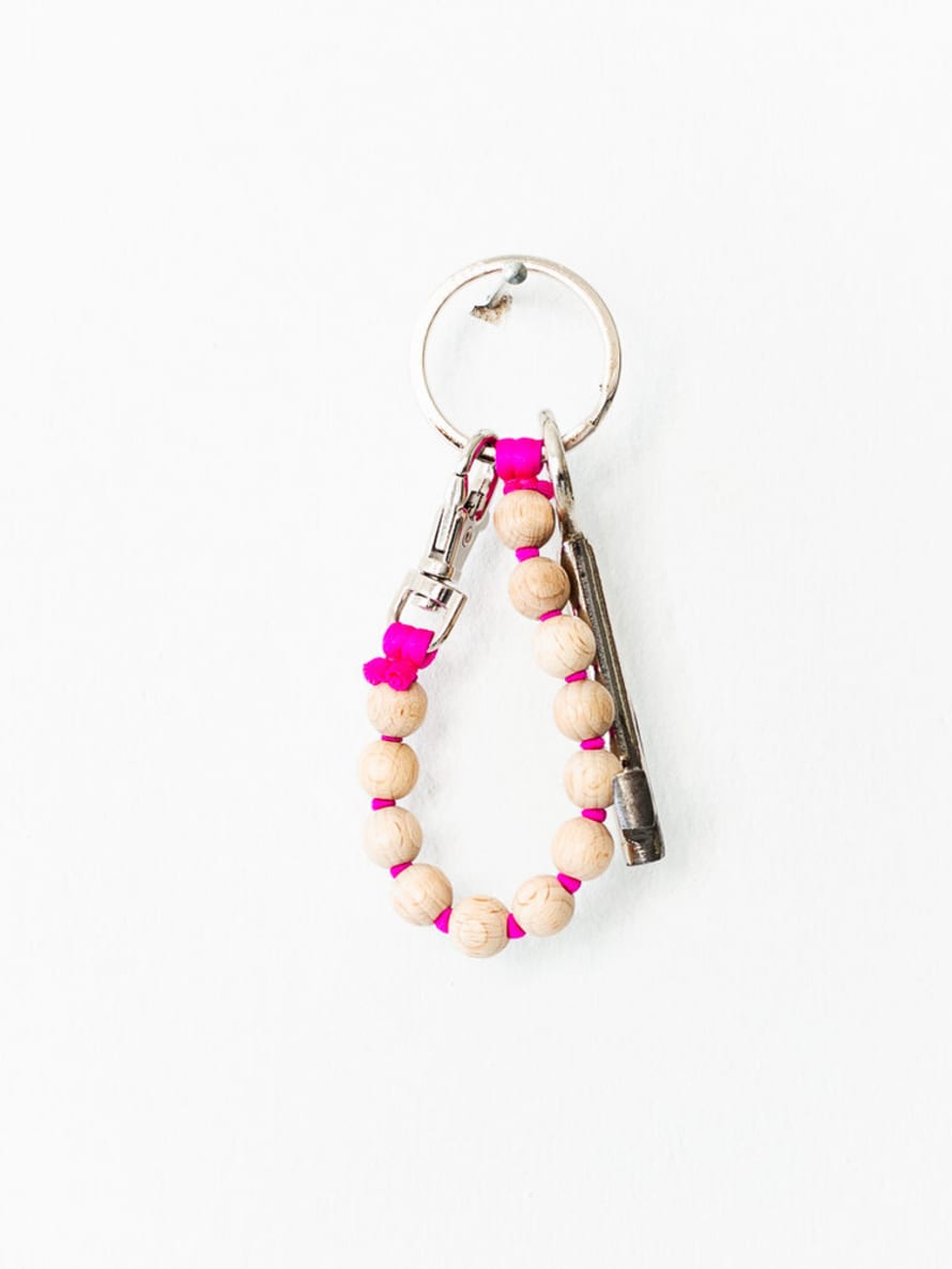 Ina Seifart  Short Natural and Pink Perlen Keyholder