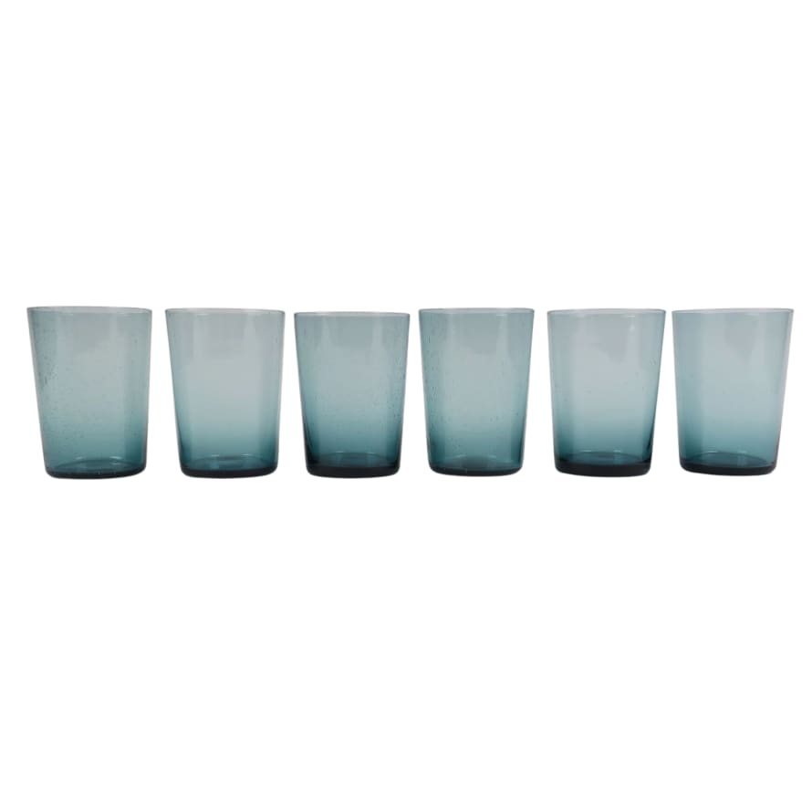 British Colour Standard Boxed Set of 6 Recycled Glass Tumblers - Mineral Blue 