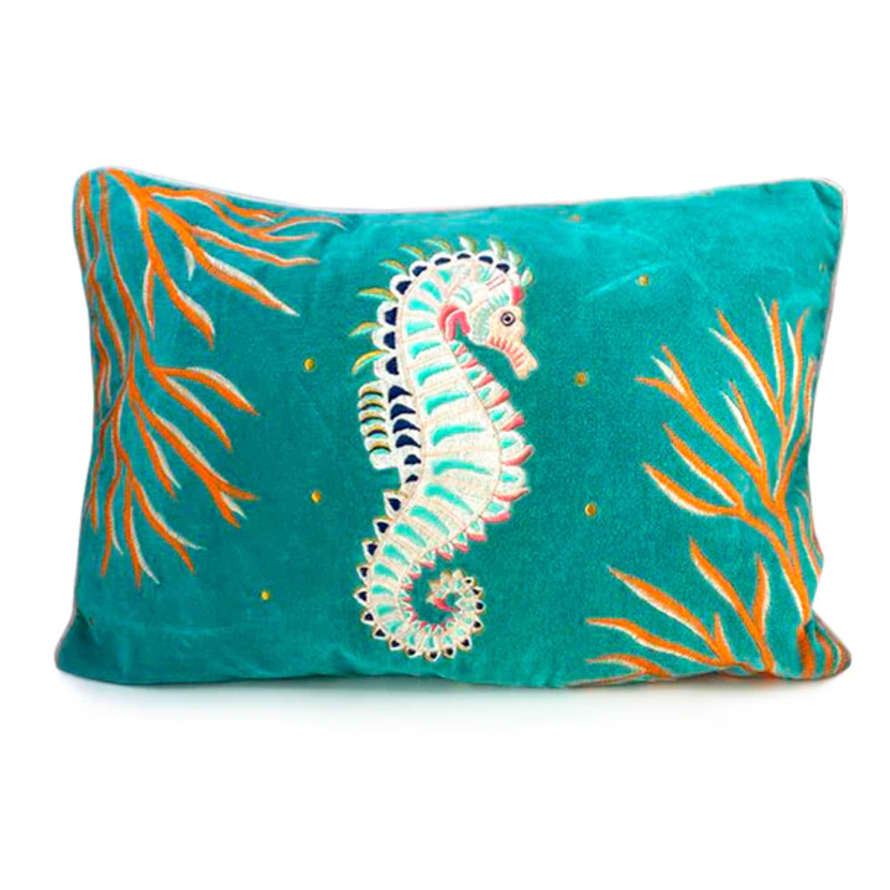 House of disaster Coral Velvet Seahorse Cushion