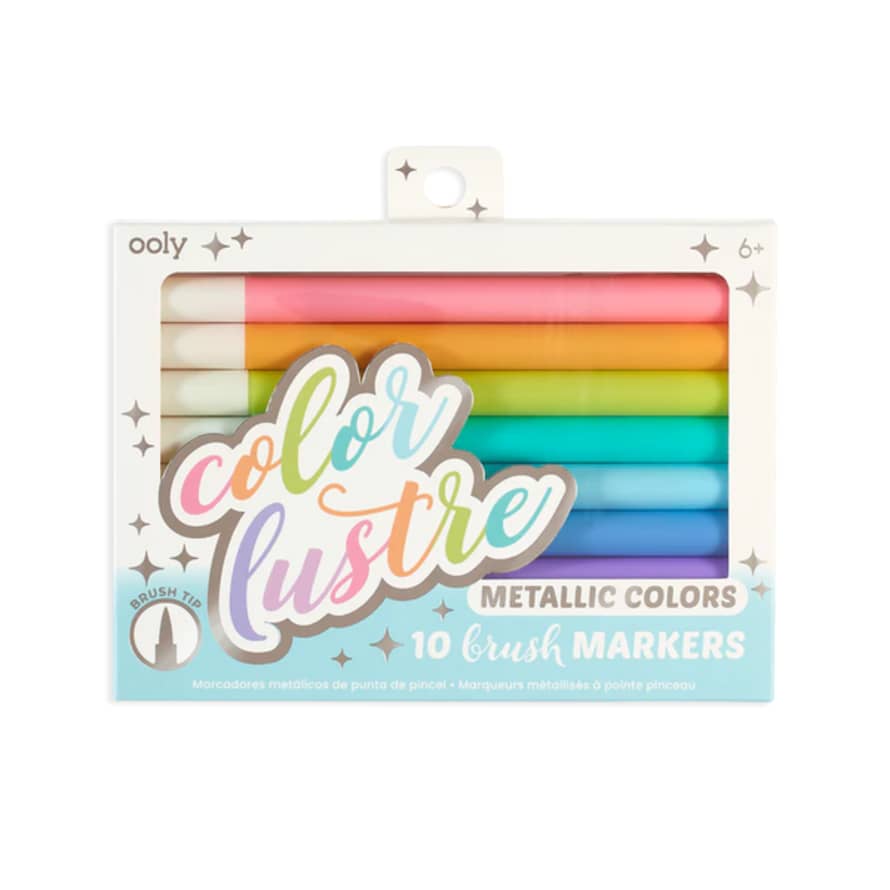 Ooly Color Lustre Metallic Brush Markers - Set Of 10