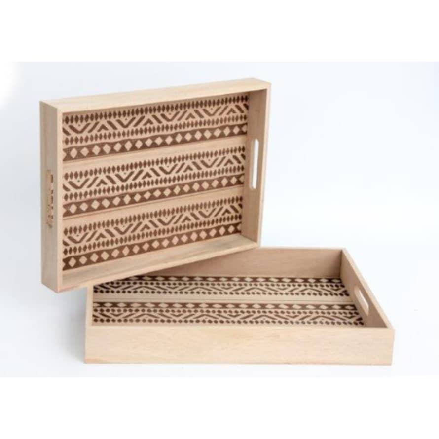 Temerity Jones African Design Wooden Trays : Set of 2