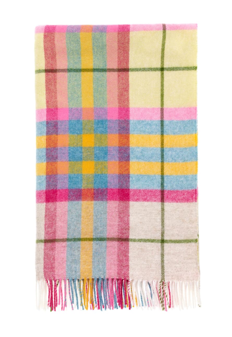 Bronte by Moon Falmouth Pink Check Pure New Wool Throw 