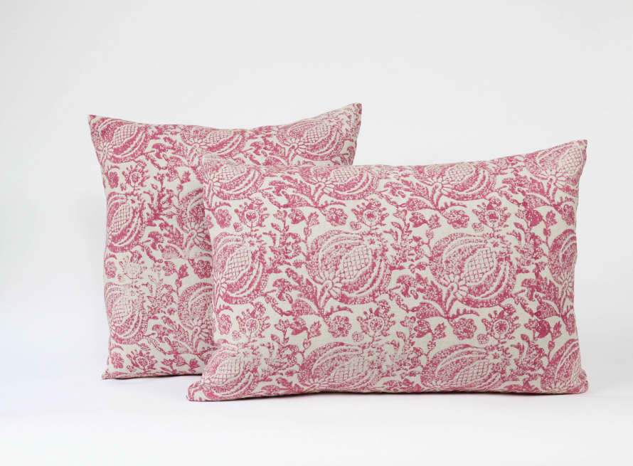 Indigo & Wills Pomegranate raspberry Linen Cushions