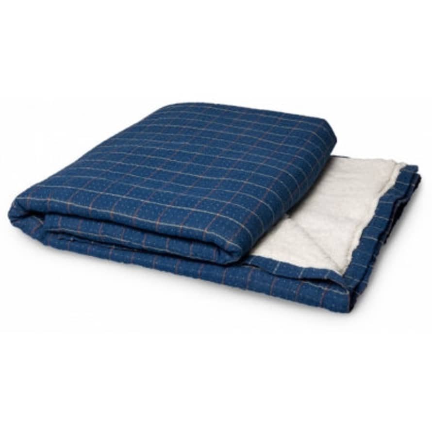 HKliving Checkered Sherpa Throw - Blue