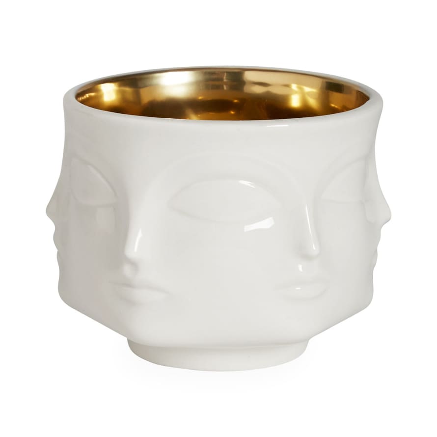 Jonathan Adler Muse Porcelain Bowl  - White with Gold Interior