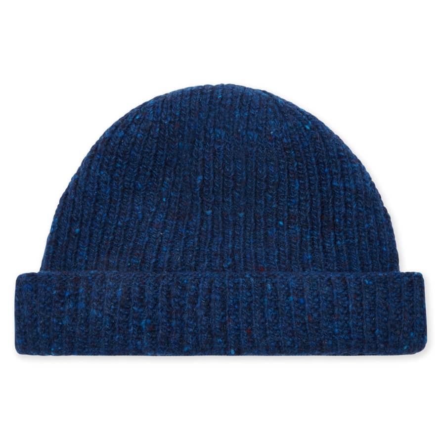 Burrows & Hare  Donegal Wool Beanie Hat - Marine