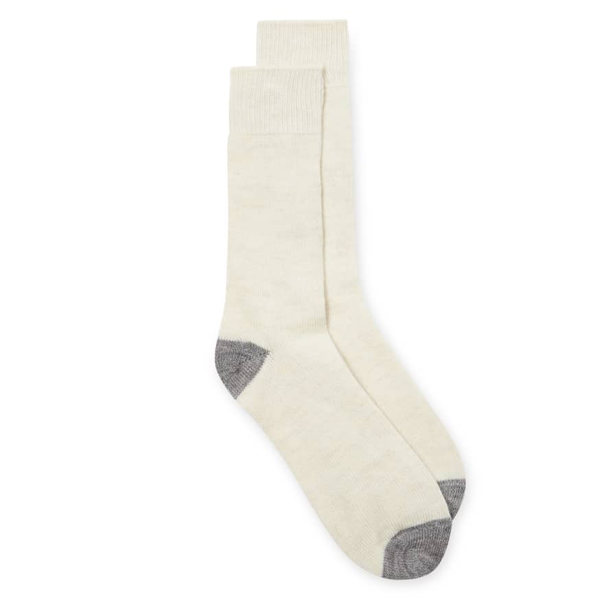 Burrows & Hare  Alpaca Socks - Cream  &  Grey