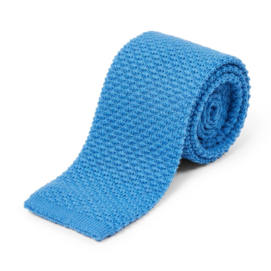 Burrows & Hare  Knitted Tie - Blue