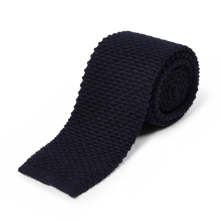 Burrows & Hare  Knitted Tie - Navy