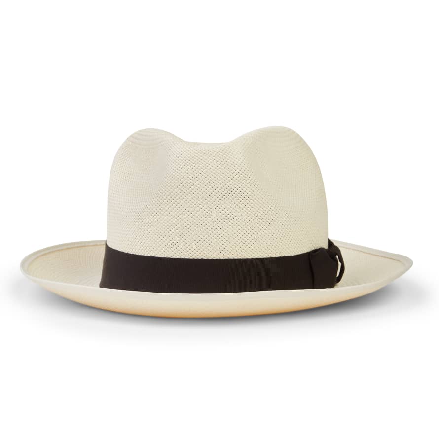 Christy's Hats Classic Folder Panama Hat - Black Band Bleached
