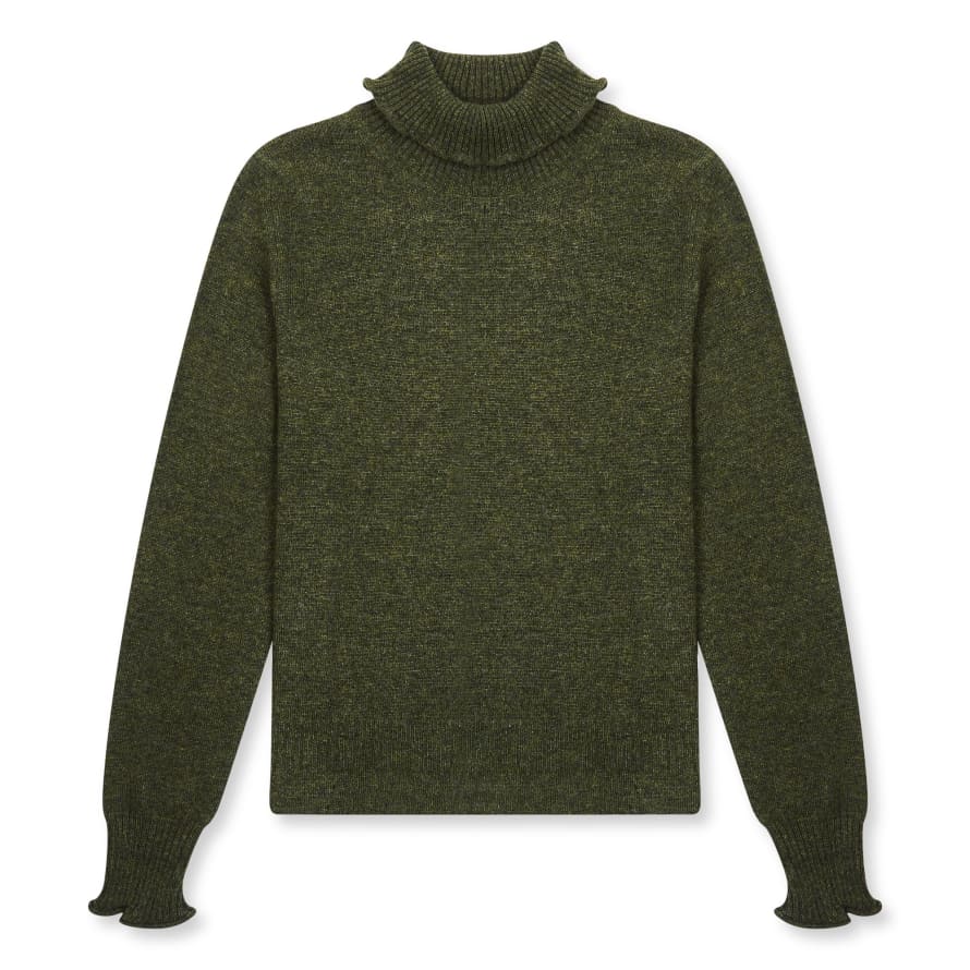 Burrows  &  Hare Women’s Olive Green Roll Neck Jumper 