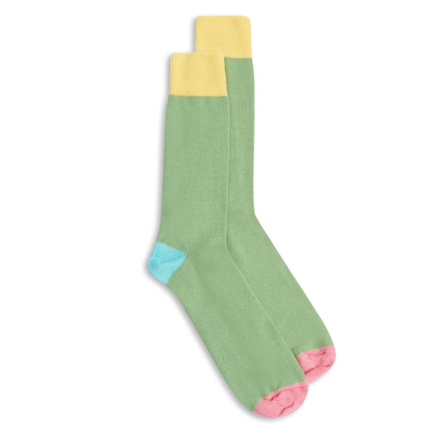 Burrows & Hare  Fourway Socks - Apple Green