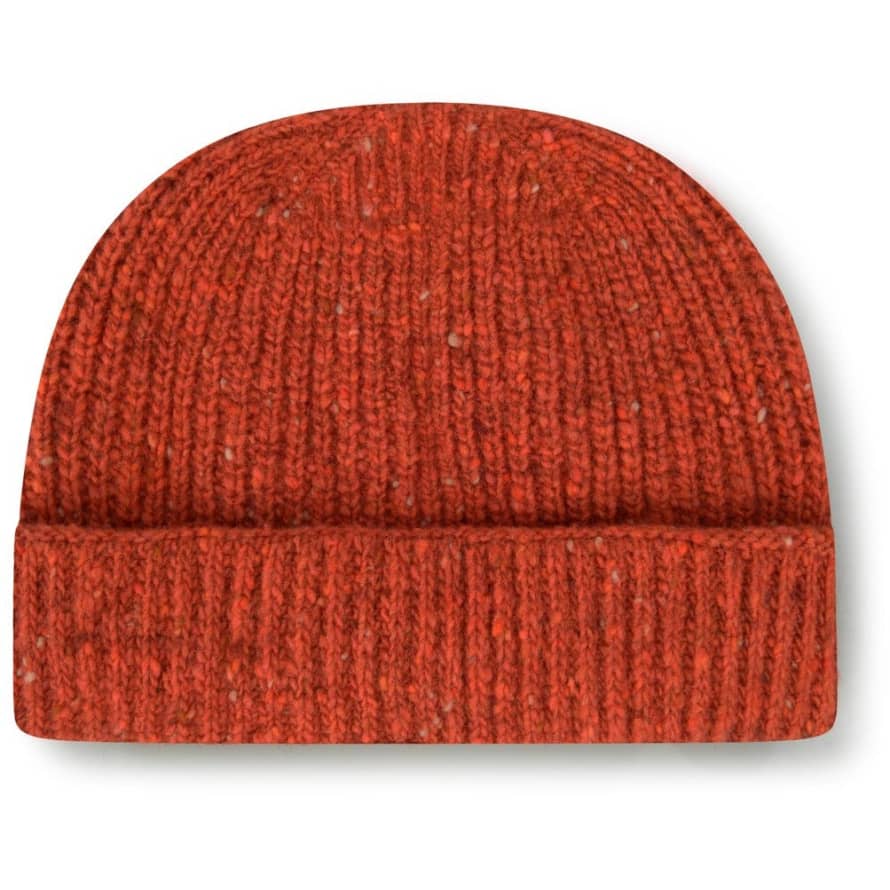Burrows & Hare  Orange Merino Donegal Wool Beanie Hat