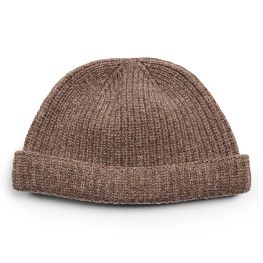Burrows & Hare  Lambswool Beanie Hat - Taupe