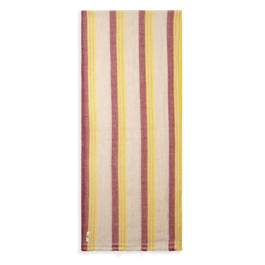 Burrows & Hare  Cashmere Merino Wool Scarf Cream Red Stripe