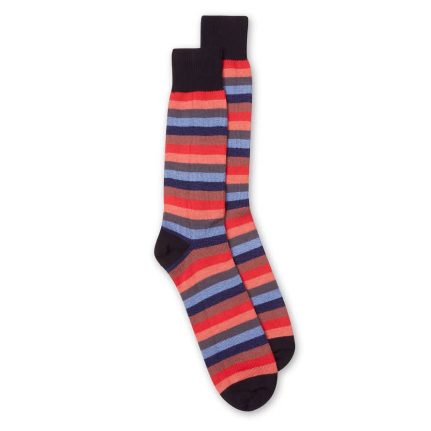 Burrows & Hare  Multi stripe Socks - Black