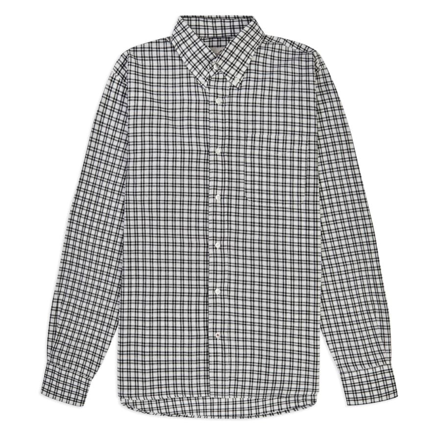Burrows & Hare  Check Button Down Shirt - Black  &  White
