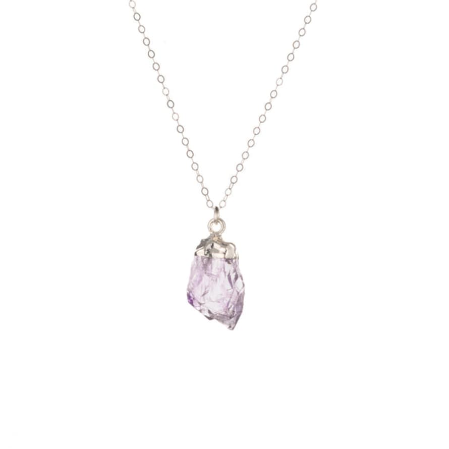 Bless Stories Raw Amethyst Necklace I Silver 18"