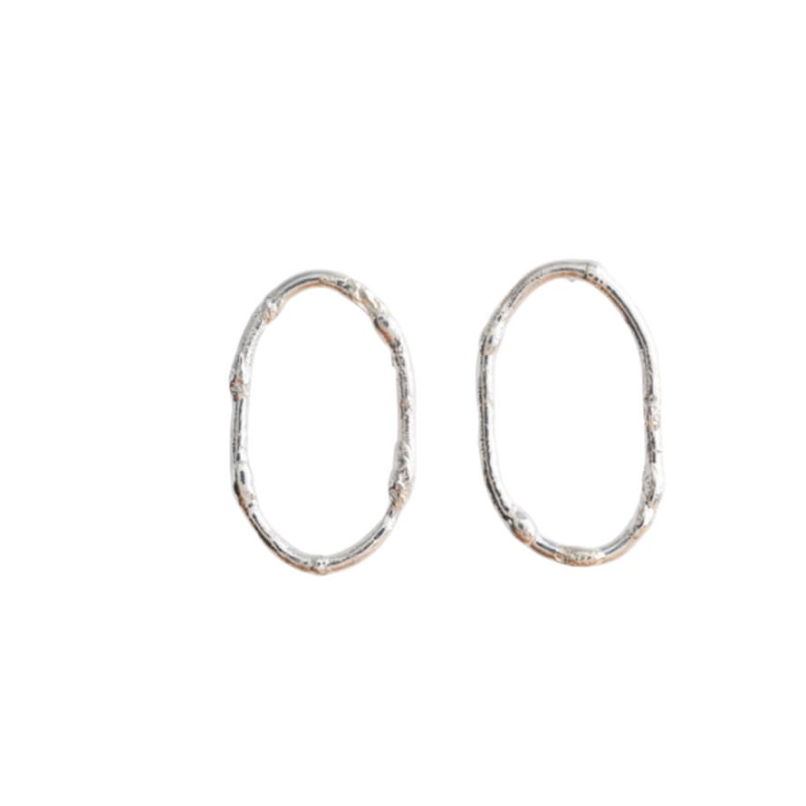 April March Jewellery Medium Textured Loop Earrings Made From Recycled Silver