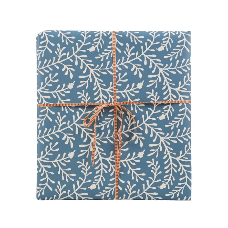 Cambridge Imprint Gift Wrap - Sprig Marine Blue - 10 Sheets