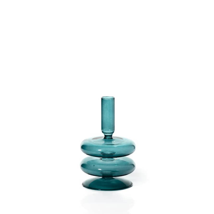 Eclectic Lifestyle Company - Ocean Teal Coloured Glass Candle Holder