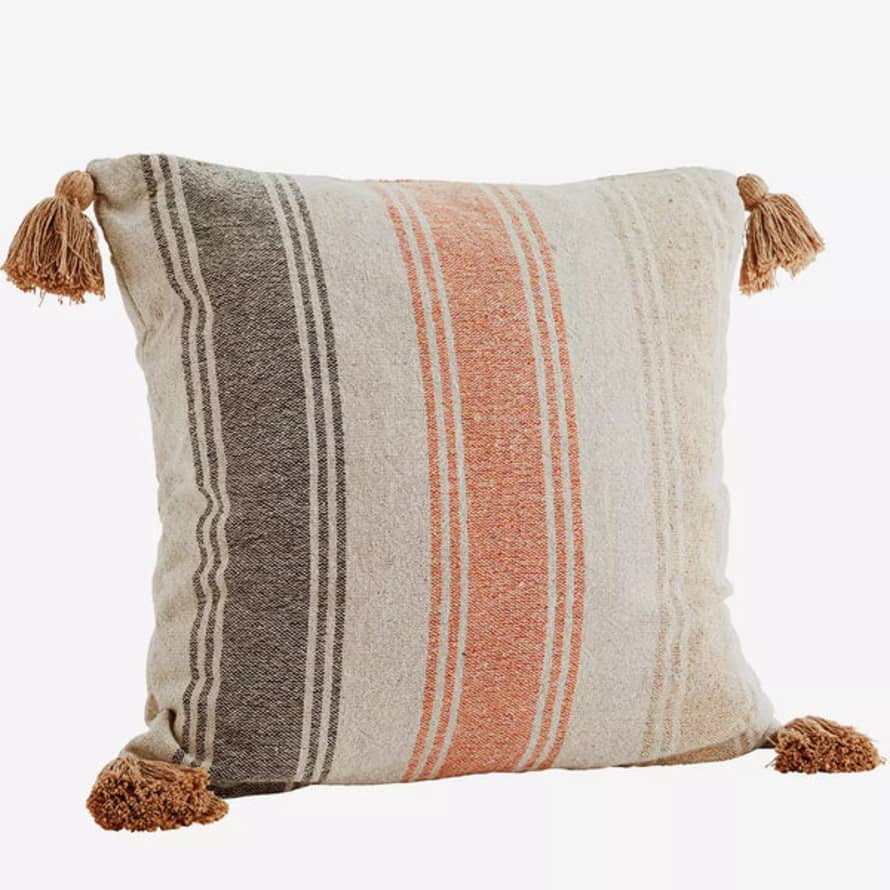 Madam Stoltz Striped Cushion Cover with Tassels