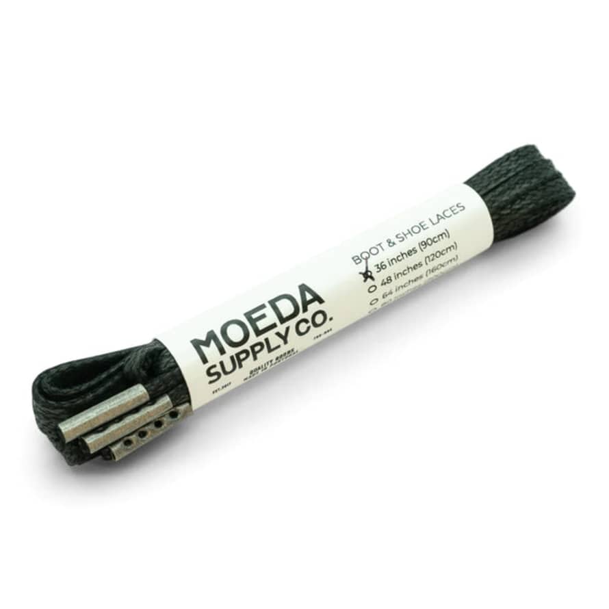 Moeda Supply Flat Waxed Laces 90cm (36"inch) - Black/metal Aglets