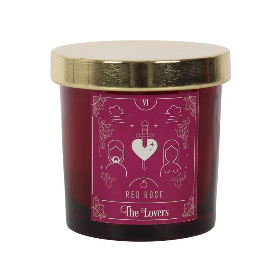 &Quirky The Lovers Red Rose Tarot Candle