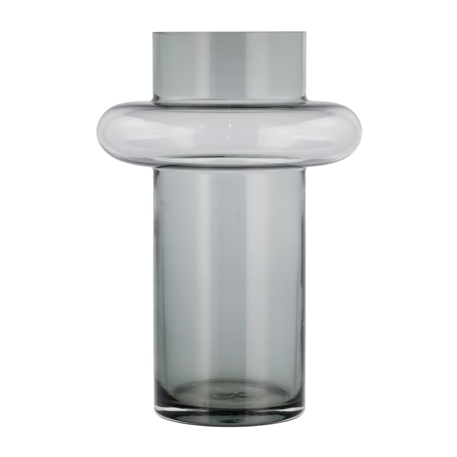 LYNGBY GLASS Lyngby Mouthblown Glass Vase Tube Shape 30 Cm Tall In Smoke Grey