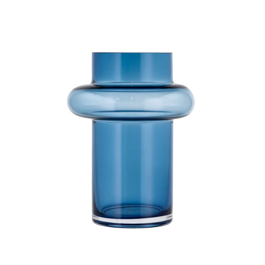LYNGBY GLASS Lyngby Mouthblown Glass Vase Tube Shape 20 Cm Tall In Dark Blue