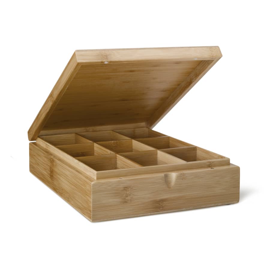 Bredemeijer Bredemeijer Tea Box In Bamboo With 9 Inner Compartments No Window In Lid In Natural