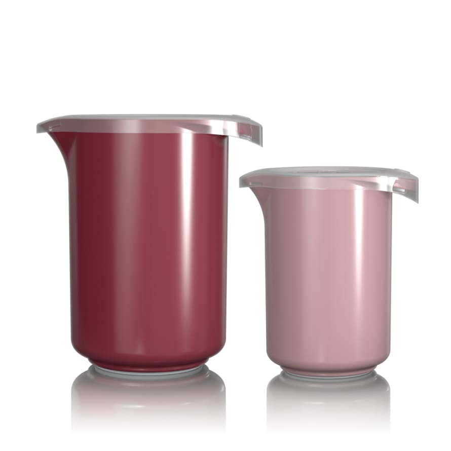 Mepal Rosti Mixing Jug Set 500ml  &  1l Sizes With Lids In Mixed Rose