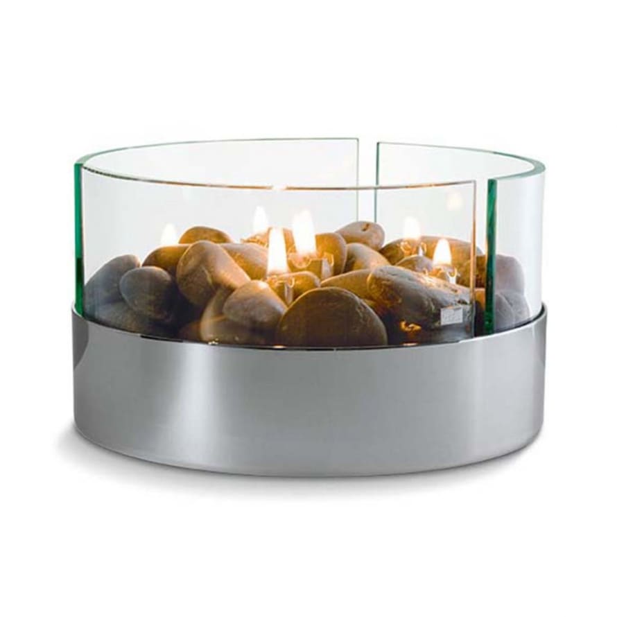 Philippi Philippi Burn Stainless Steel Oil Lamp With Riverstones And Wicks