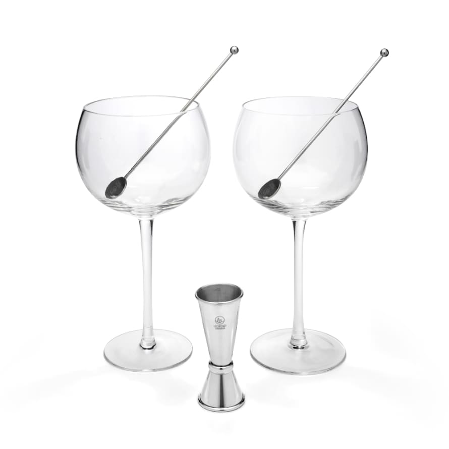 Leopold Vienna Leopold Vienna Gin  &  Tonic Set Of 2 Gin Glasses With Stirrers  &  Jigger - 5 Pieces